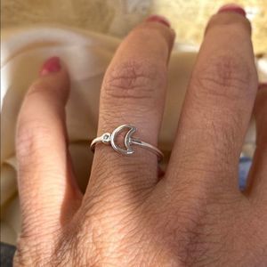 925 Sterling Silver CZ Moon Stacking Ring